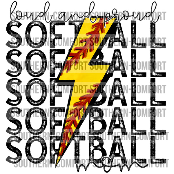 Loud and proud softball mom PNG
