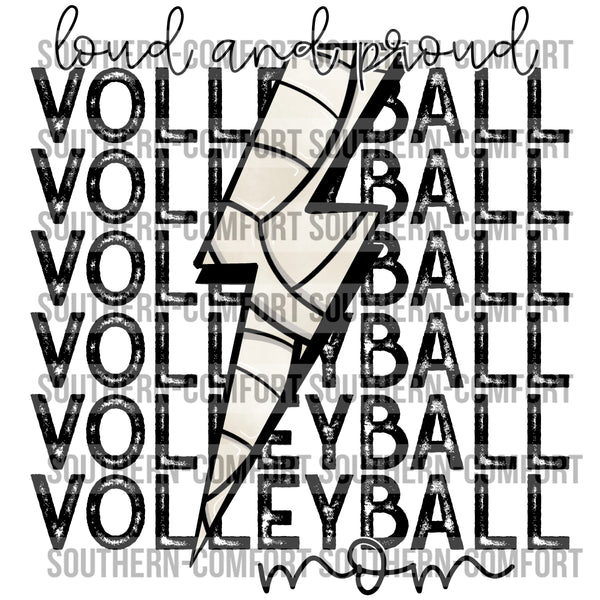 Loud and proud volleyball mom PNG